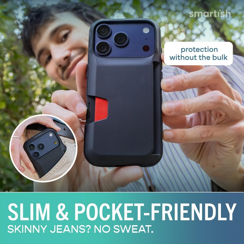 Smartish ® iPhone 17 Pro Wallet Case - Wallet Slayer Vol. 1 [Slim + Protective] Credit Card Holder - Drop Tested Flip Hidden Card Slot Cover for Apple iPhone 17 Pro - Black Tie Affair - Image 4